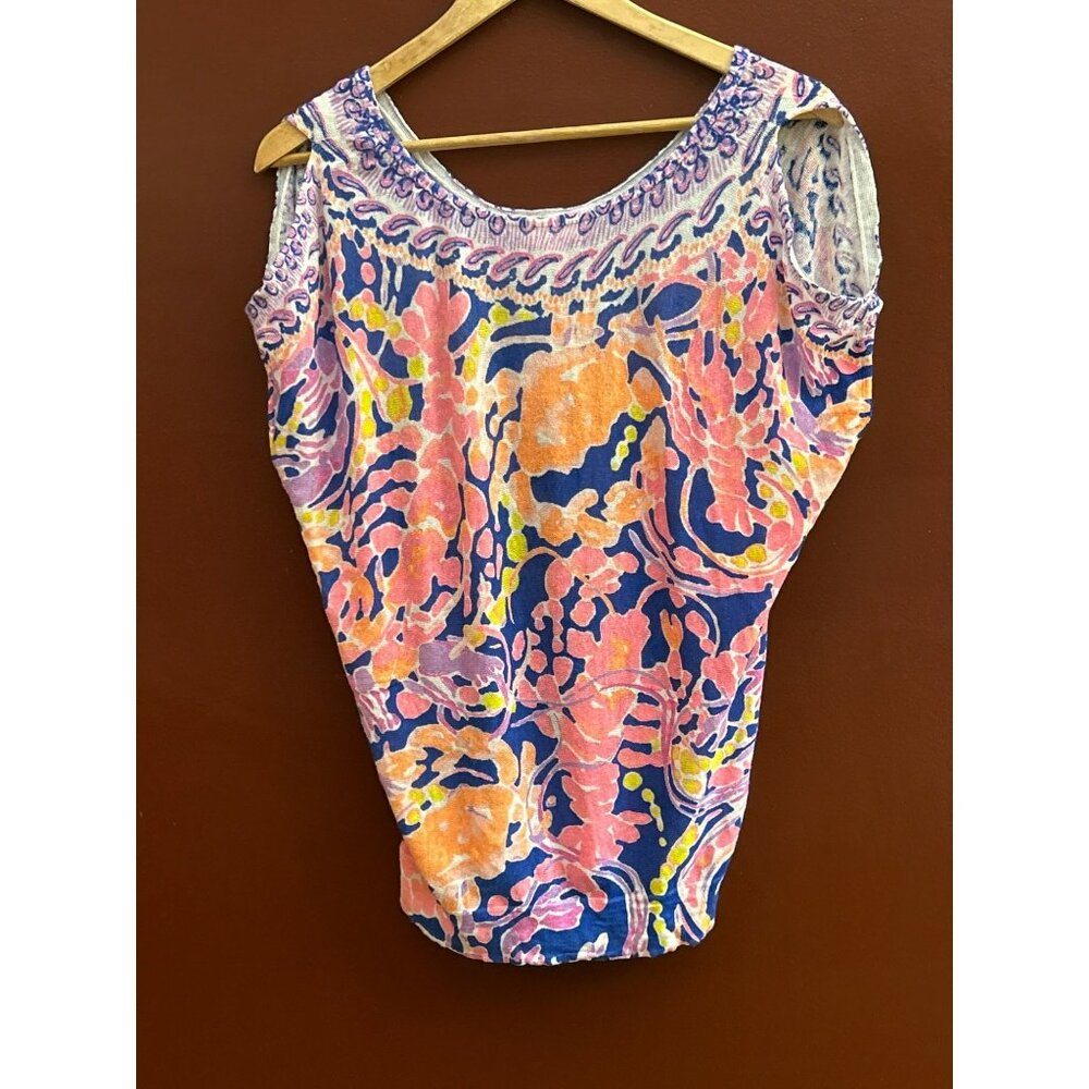 Lilly Pulitzer Women's Linen Elliston Sweater Catch and Release Size XXS/XS